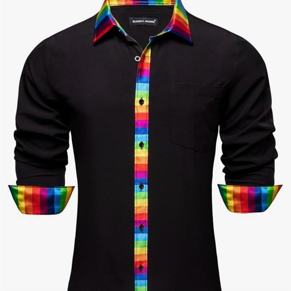 💜🩷💛🖤 (MEN Collared Shirt)💜💛🩷🖤 - Picture 5 of 5